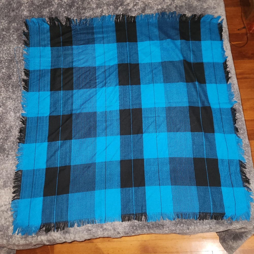 Blue and Black Plaid Scarf